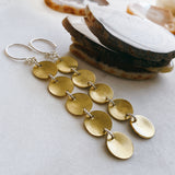yellow brass long dangle earrings