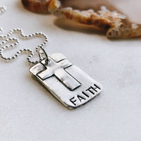 faith cross dog tag necklace