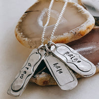hand stamped tag charm necklace