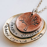 mixed metal necklace family tree