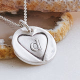 sterling silver heart initial charm necklace