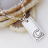 Bold Initial Charm Necklace - Rectangle