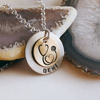 stethoscope necklace with nurse name