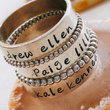 stacking beaded and name rings
