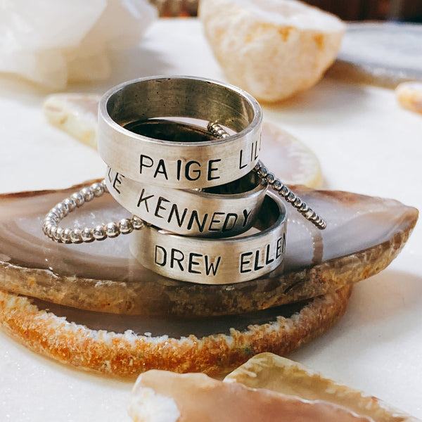 sterling silver name rings