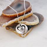 Heart wax seal initial necklace