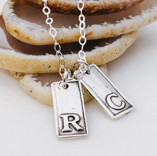 Bold Initial Charm Necklace - Rectangle x2