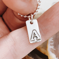Tiny Sterling Initial Tag Necklace