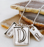 Mixed Font Initial Charm Necklace - Square-ish x3
