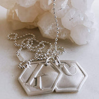 hexagon wax seal necklace - 2 charms on chain