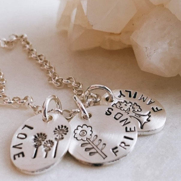 Love Friends Family Stamped Necklace