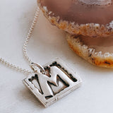 square was seal charm necklace letter m