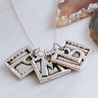 3 Initial Charms on Chain Sterling Silver Artisan