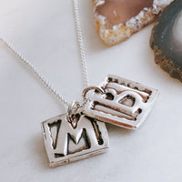 wax seal square alphabet necklace
