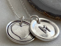 heart and initial wax seal necklace