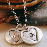 wax seal heart initial necklace