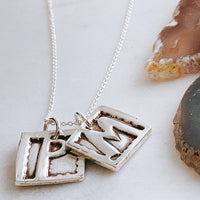 square alphabet necklace sterling silver