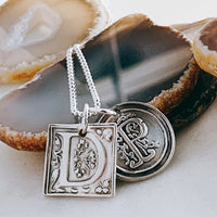 square wax seal and circle wax seal charm necklace