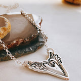 sterling silver artisan winged heart necklace