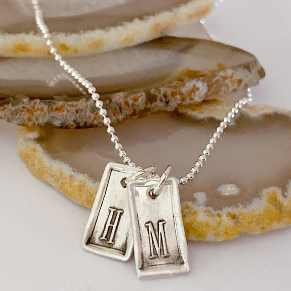 dainty initial necklace sterling