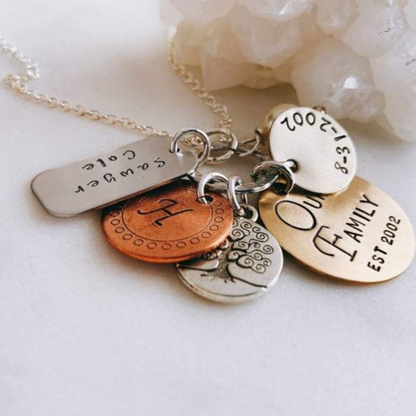 family tree personalized charm necklace