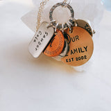 jumble charm necklace hand stamped