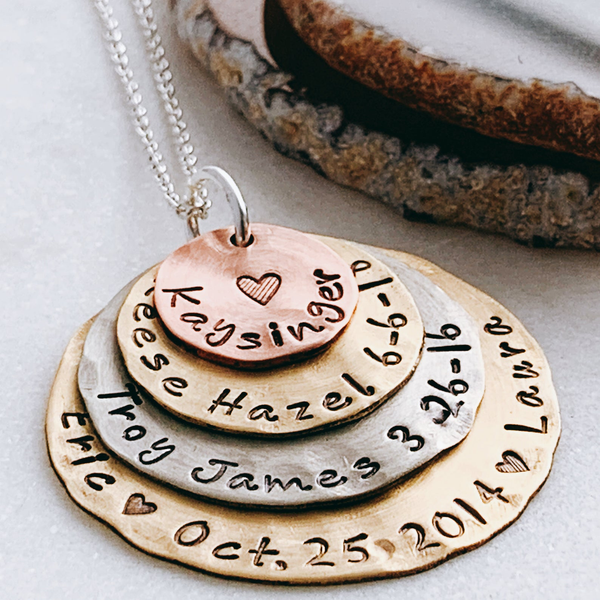 personalized layered family necklace