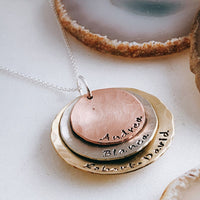 layered necklace with kids names